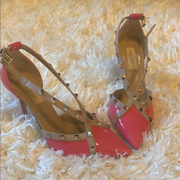 Valentino D’Orsay Rockstud Pump Pink 38.5 - Picture 2 of 3